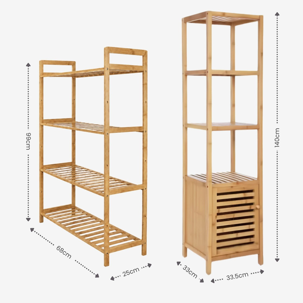 Bambus-Möbel-Set Badregal mit Schrank und Standregal