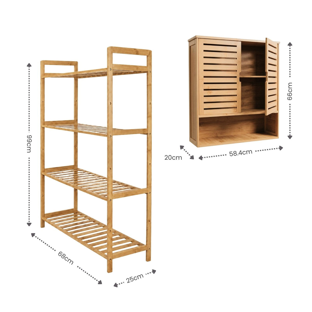 Bambus-Möbel-Set Standregal und Hängeschrank