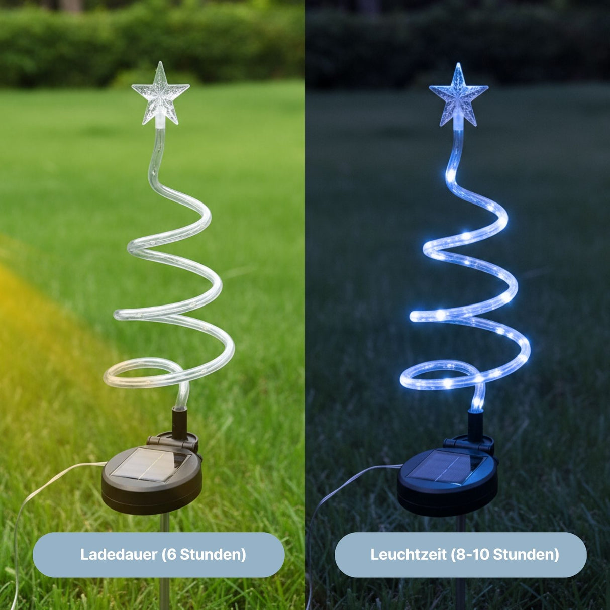 4er-Set LED-Dekoleuchte Solarleuchte Gartenbeleuchtung Spiralbaum