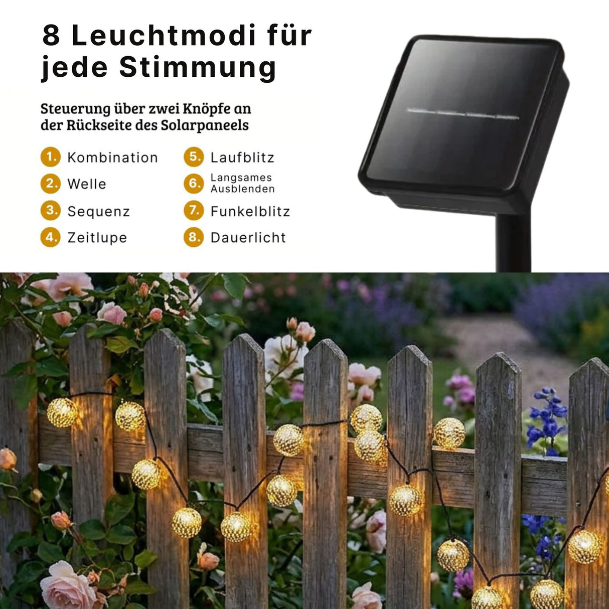 Marokkanische LED Solar-Gartenbeleuchtung 4.8m Outdoor-Dekoleuchte