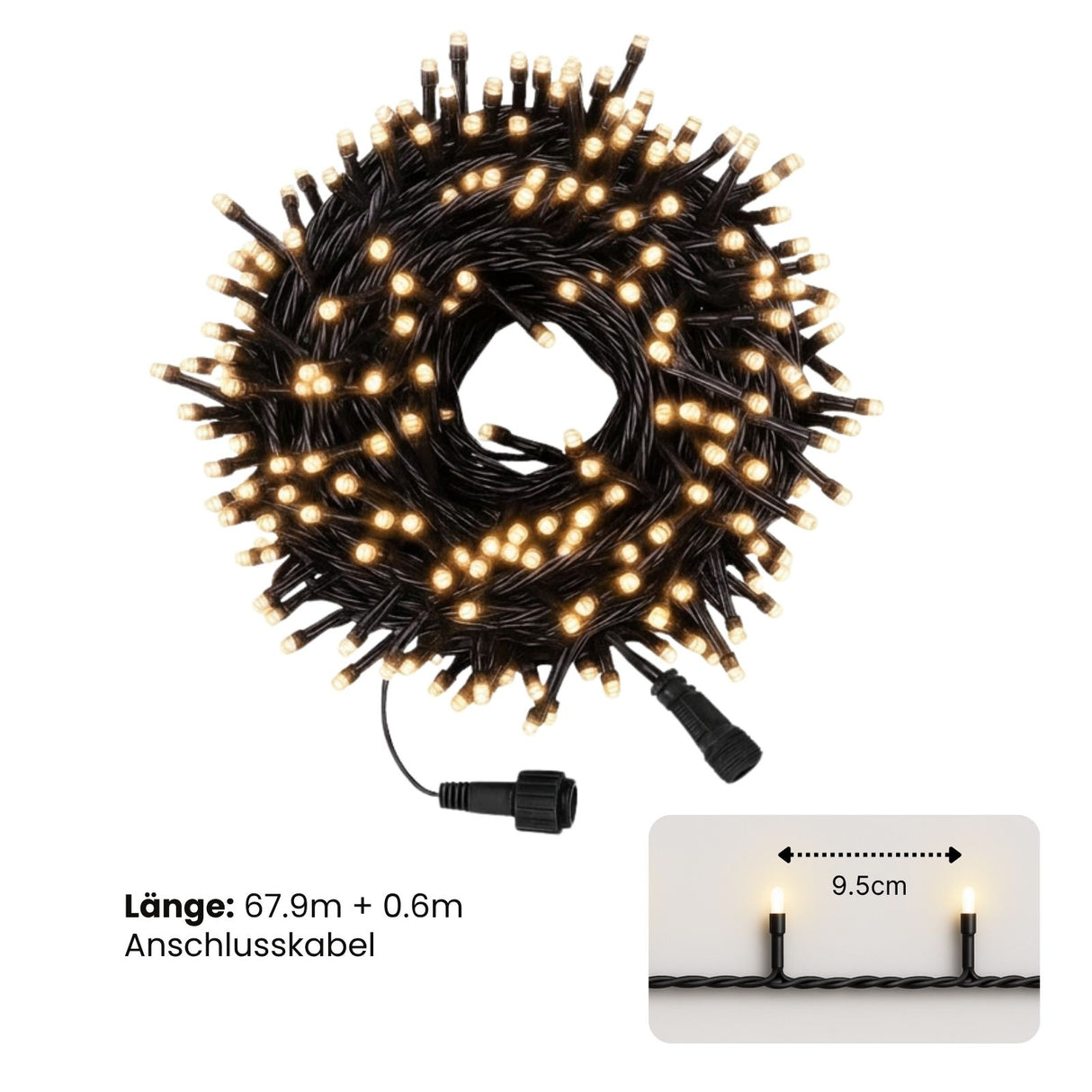 LED-Lichterkette 67.9m Beleuchtung Dekolichter Lichtergirlande Leuchte