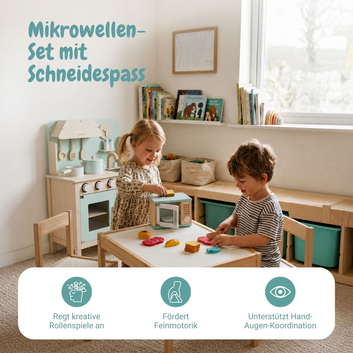 Spielküche mit Frühstücksset Kaffeeautomat Mikrowelle Küchenmaschinen