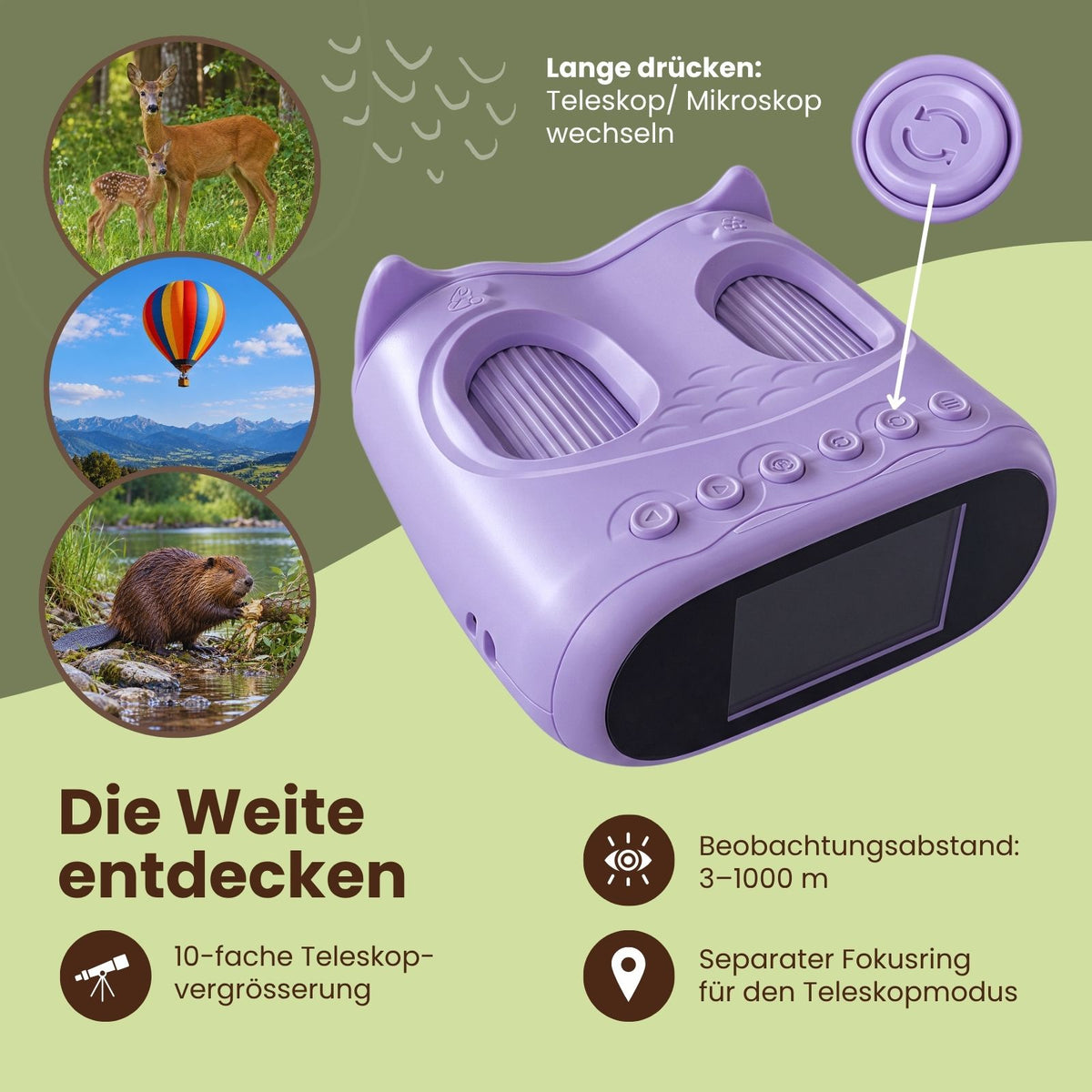 2-in-1 Kindermikroskop und -teleskop Digitalmikroskop Handmikroskop
