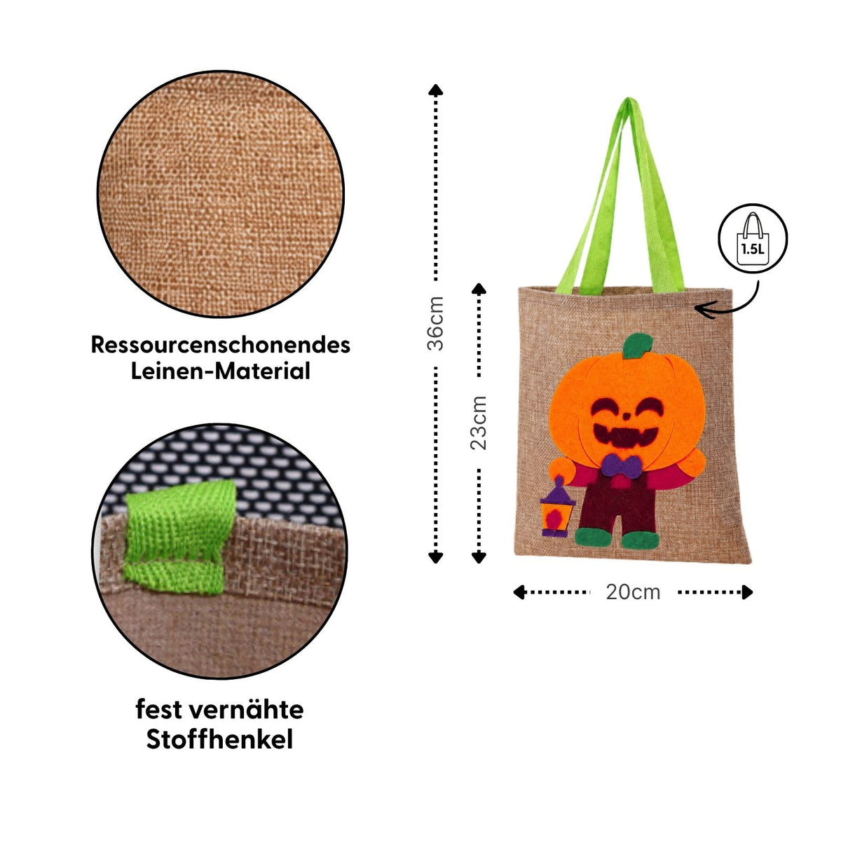 Halloween-Süssigkeitentasche Trick-or-Treat-Tasche Leinenbeutel Beutel
