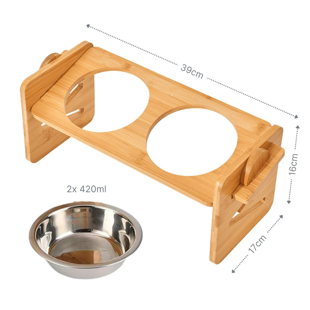 Doppelnapf aus Holz Verstellbarer Futternapf Futterstation Fressnapf
