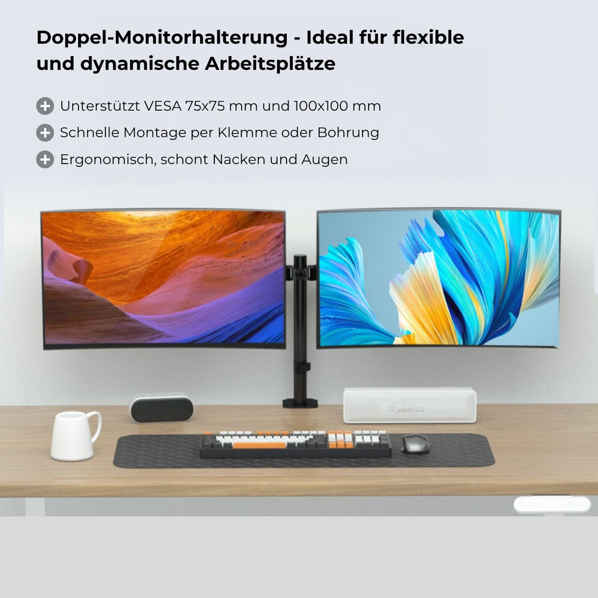 Monitorarm 2 Monitore Doppel-Monitorhalterung Tischhalterung
