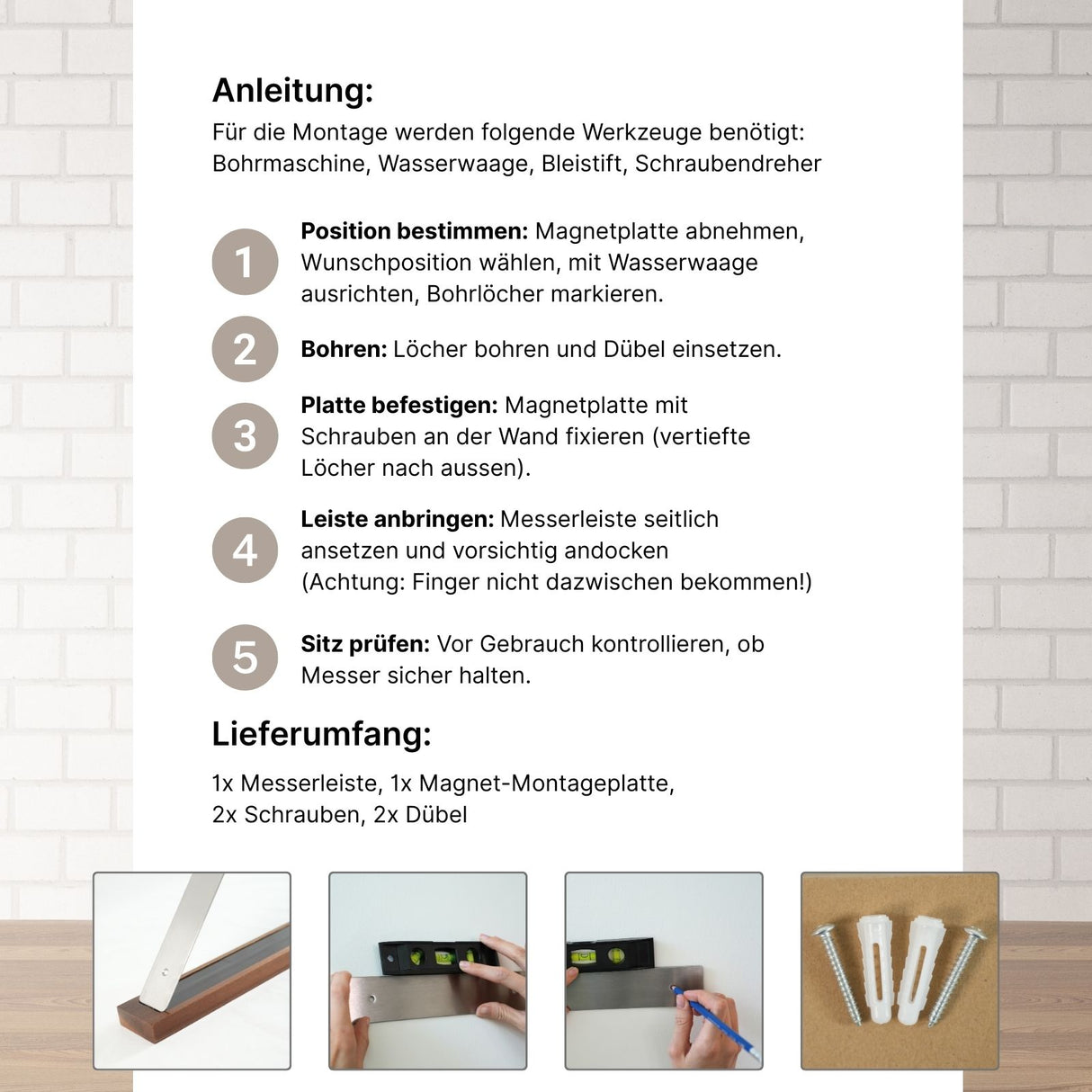 Messer-Leiste Magnetleiste Messerhalter magnetische Wandleiste