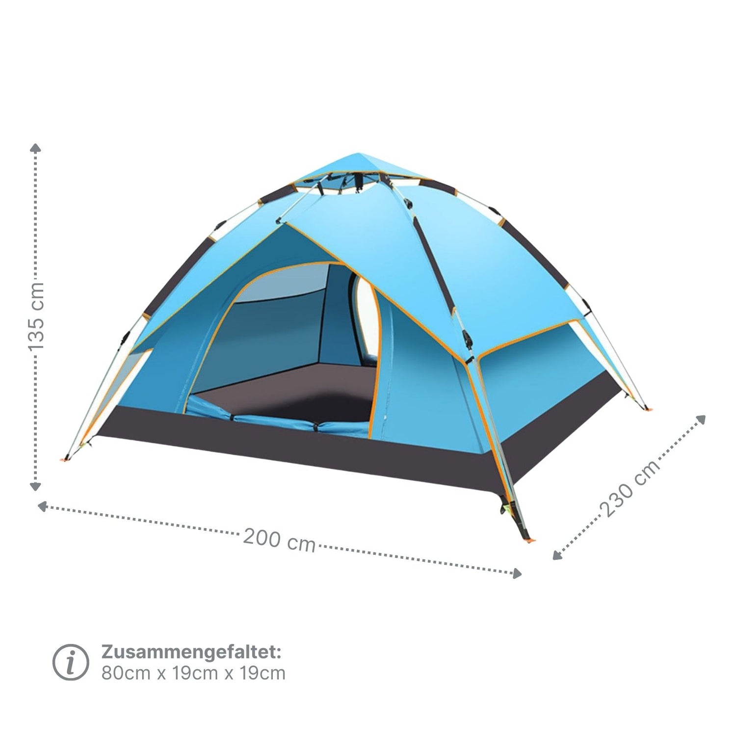 Quick-Up-Zelt für 3-4 Personen Campingzelt Automatikzelt Festivalzelt –