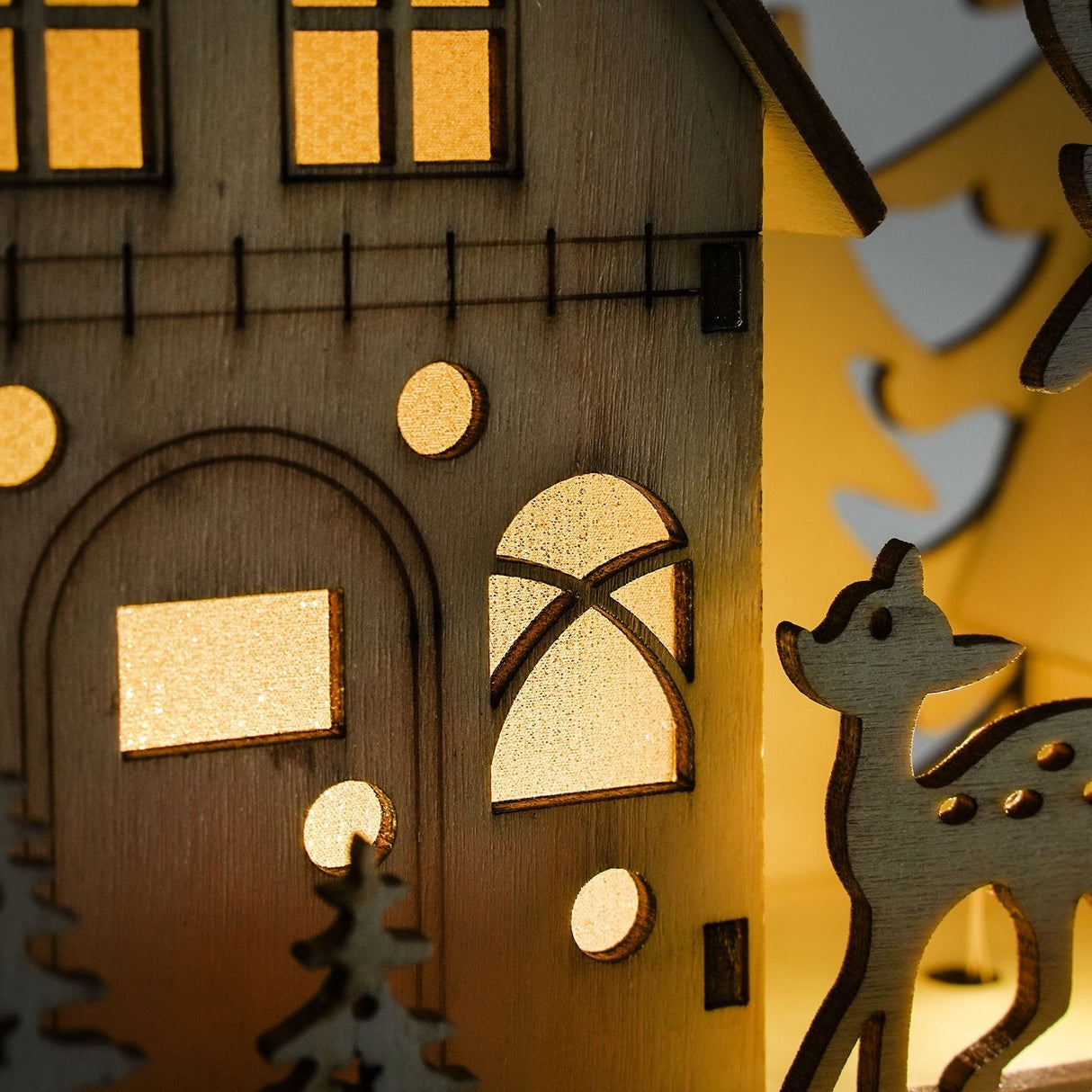 Holz-Adventskalender Weihnachtskalender 24 Schubladen mit LED