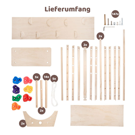 Holz-Klettergerüst mit Schaukel und Rutsche Kletterturm Spielzelt