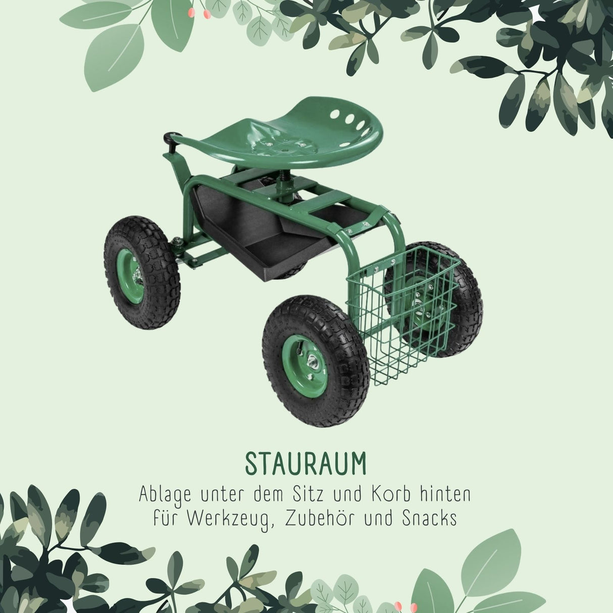 Gartenwagen Transportwagen Fahrbarer Gartensitz Rollsitz Gartenhocker