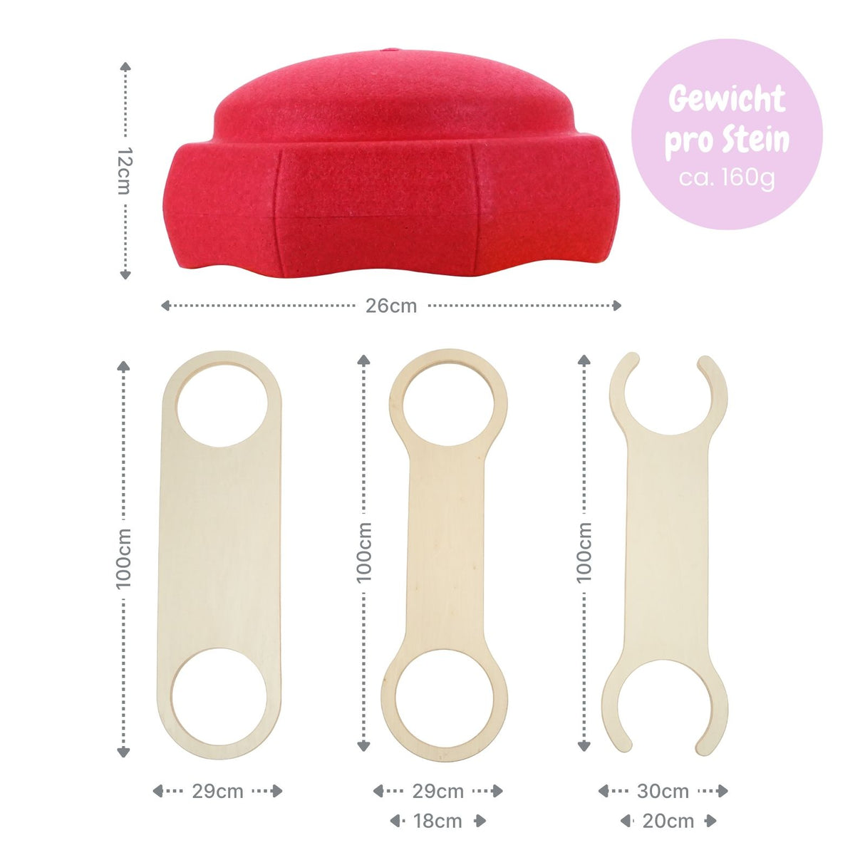 Holz-Balancierbrücken mit Motoriksteinen Balancier-Set mit Trittsteinen