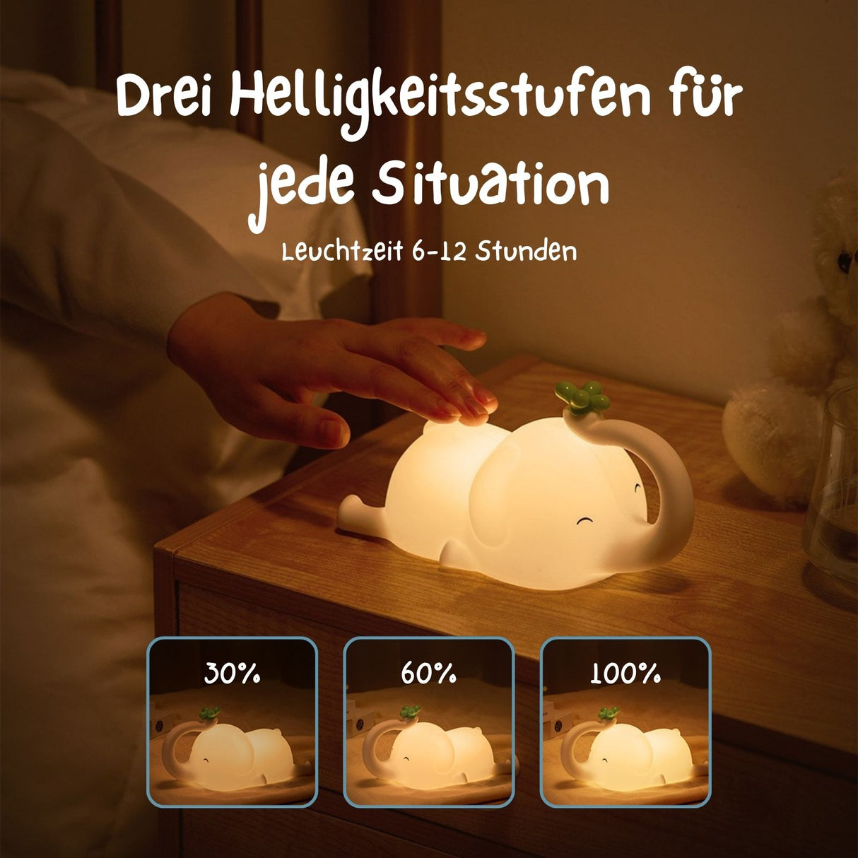 LED-Elefanten-Nachtlicht Tischleuchte Tierlicht Kinder-Nachttischlampe
