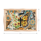 Diamond Painting Serviertablett Schmetterling Servierplatte Holztablett