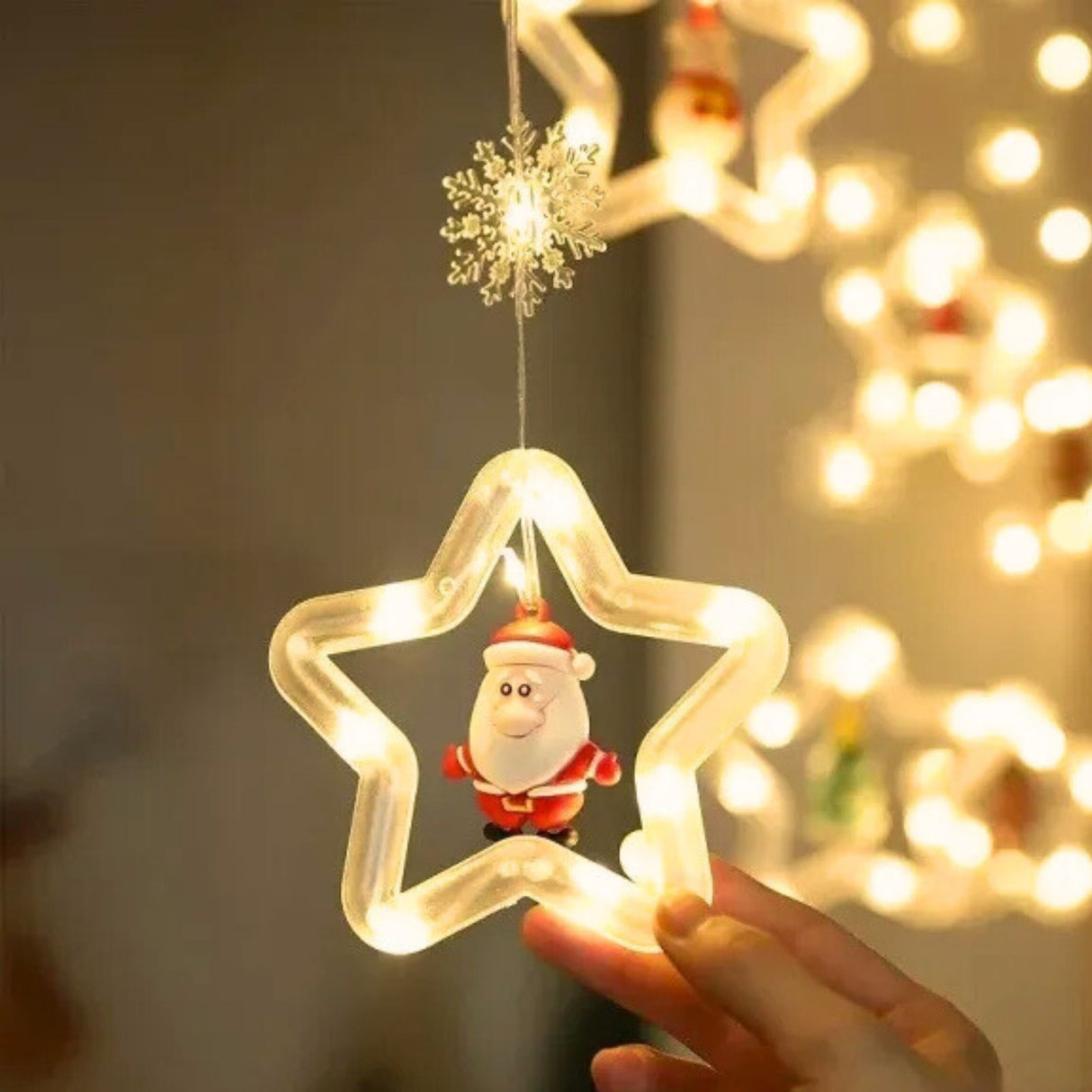 LED Weihnachtslichterkette 3m Sternen-Lichterkette mit Schneeflocken