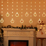 LED Weihnachtslichterkette 3m Lichtvorhang mit Ringen und Schneeflocken