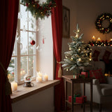 Weihnachtsbaum 60cm mit Schnee und LED Kunsttanne Tisch-Christbaum