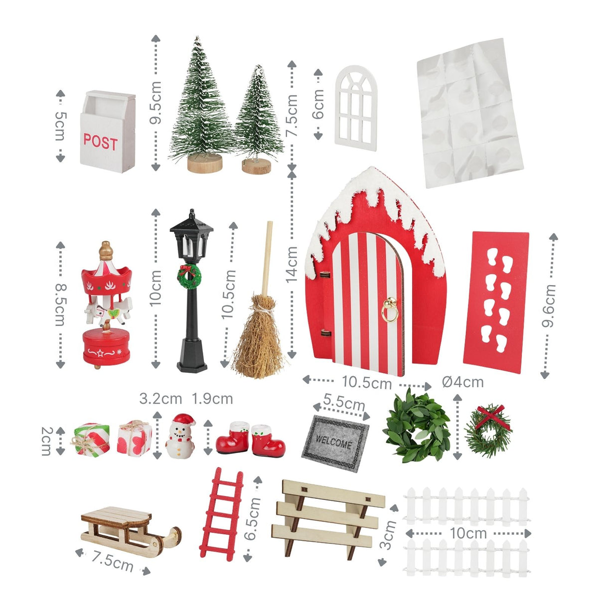 21-tlg. Wichteltür-Set Miniaturwelt Weihnachtsdeko Elfentür-Zubehör