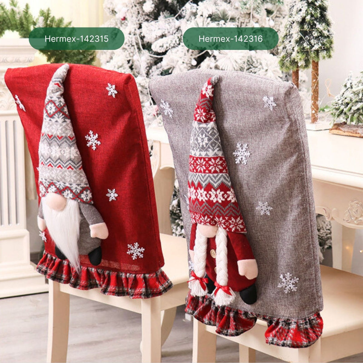 Stuhlhusse mit Wichtel Weihnachts-Stuhldeko Stuhlbezug Stuhlüberzug