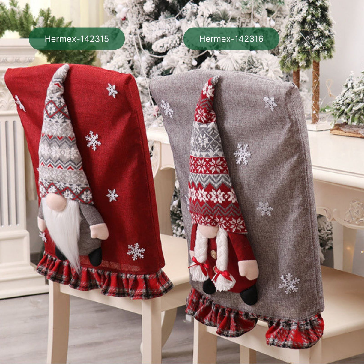 Weihnachts-Stuhldeko Stuhlhusse mit Wichtel Stuhlbezug Stuhlüberzug