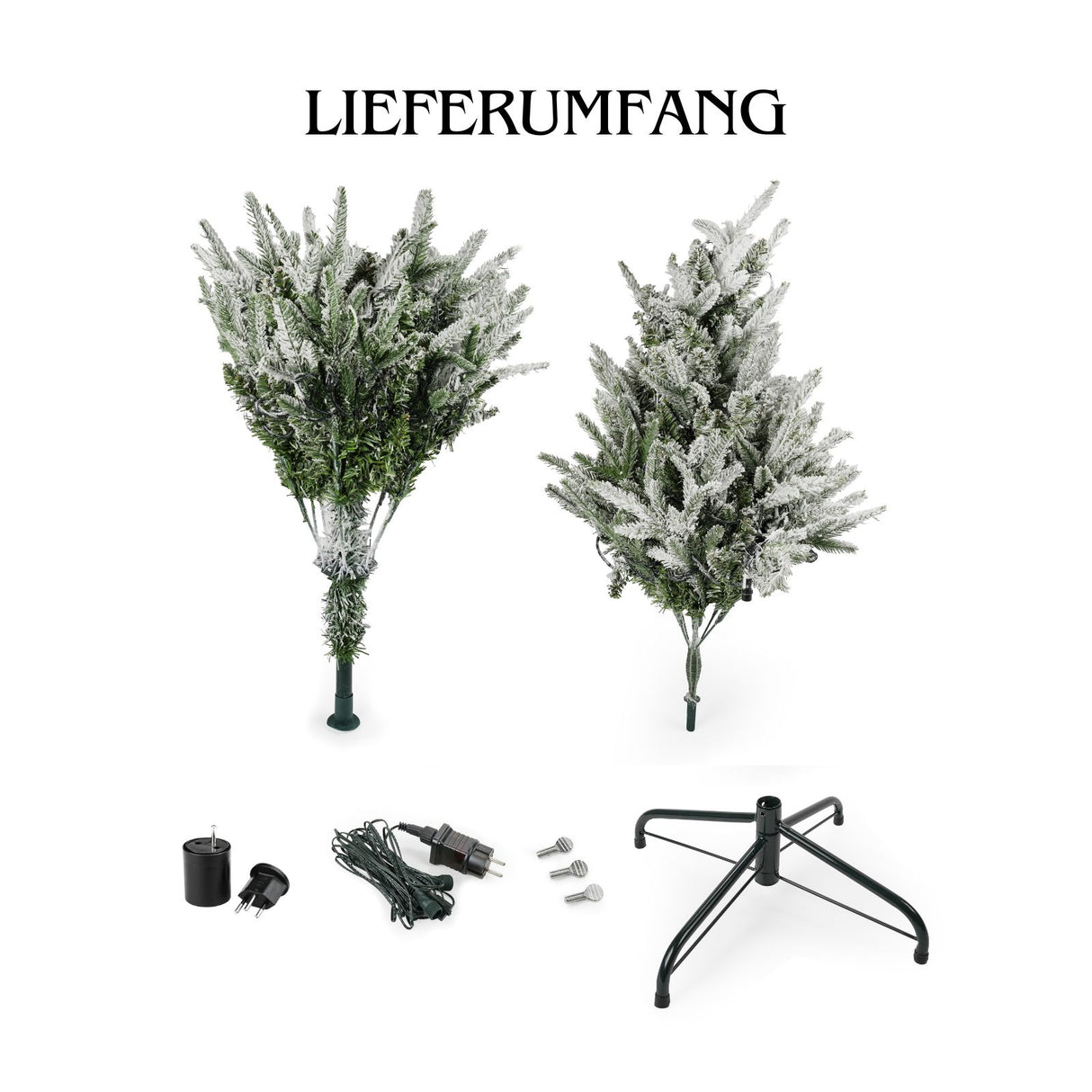 Weihnachtsbaum 120cm mit Schnee und LED Kunsttanne Christbaum Tanne
