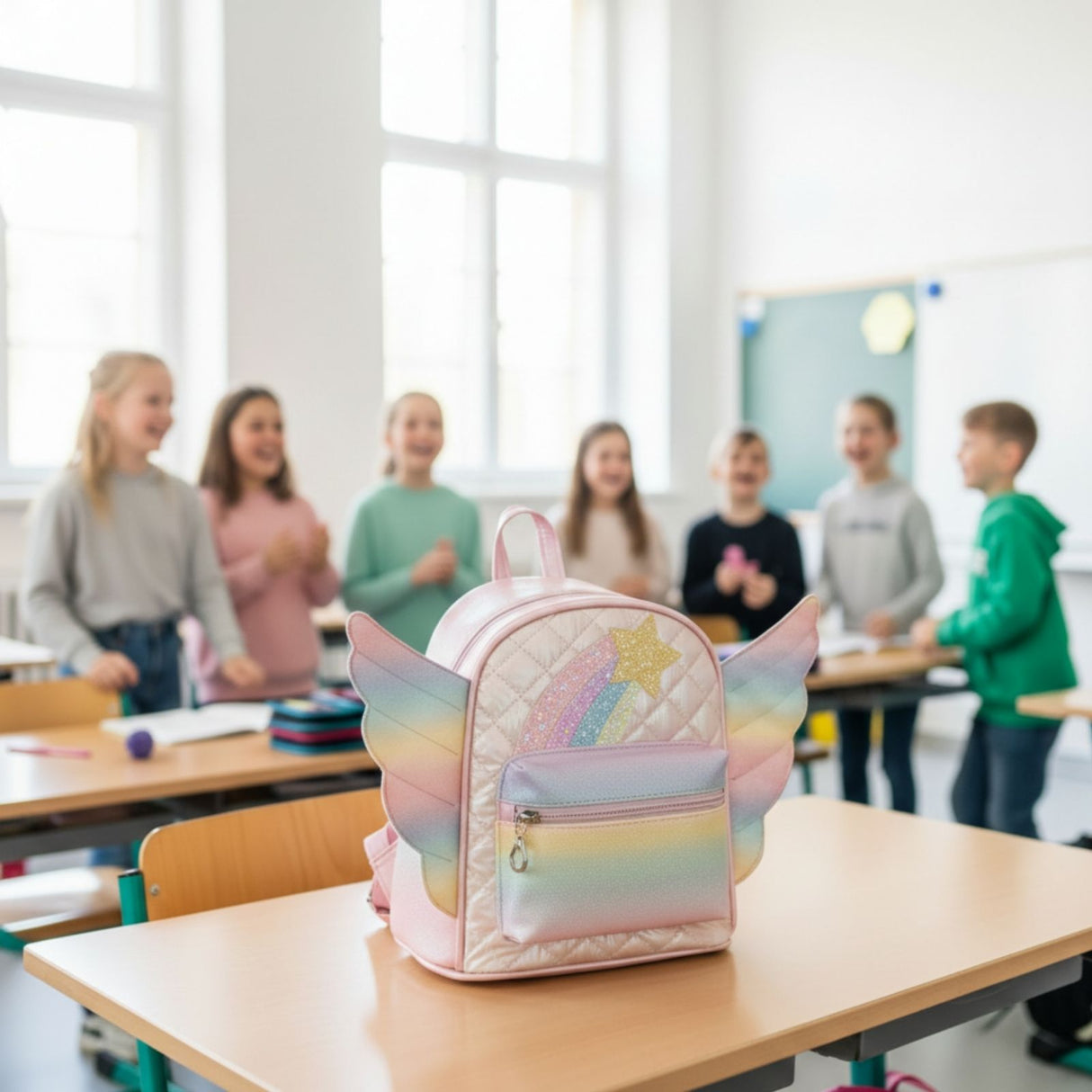 Kinderrucksack mit Flügeln Kindergartenrucksack Glitzer-Rucksack