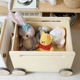 Spielzeugkiste auf Rollen Holz-Rollbox Spielzeugwagen Bücherkiste