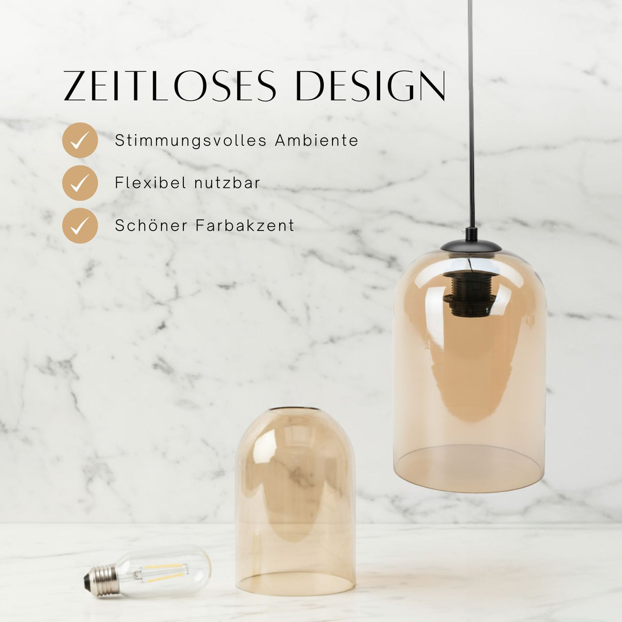 Skandinavische Glas-Hängelampe Deckenleuchte Pendelleuchte Deckenlampe