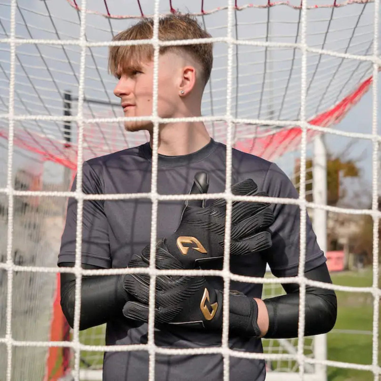 Fussballhandschuhe Invictus Black Gold Gr. 8 Torwart Goalie Handschuhe