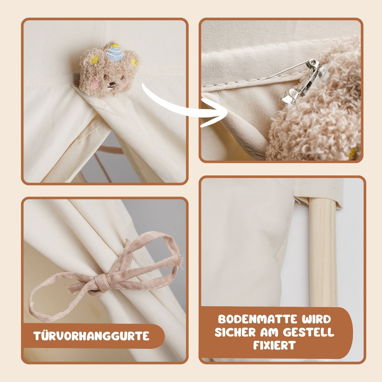 Spielzelt Kinderzelt Kuschelzelt Tipi für Kinder Indoor-Zelt Spielhaus