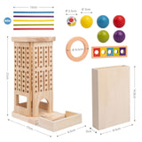 3in1 Motorikspielzeug Holzstab-Turm Farbsortierspiel Stäbchenziehspiel