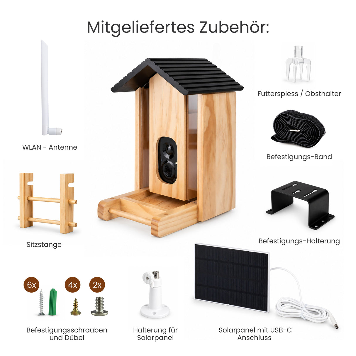 Vogel-Futterautomat mit Kamera und Solar Vogelfutterhaus Futterspender