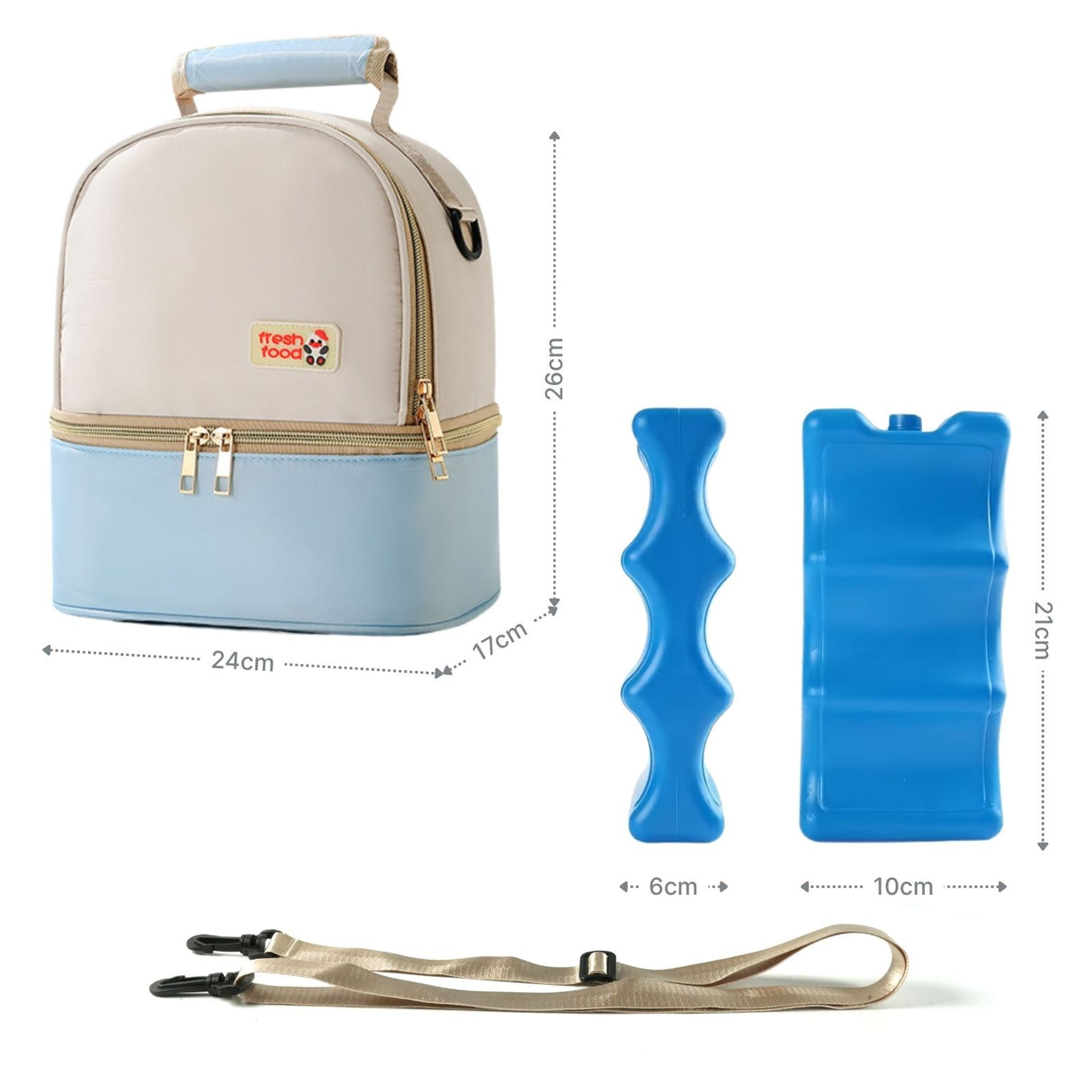 5er-Set Milchkühltasche mit Kühlakkus Rucksack Kühlpacks Tragetasche