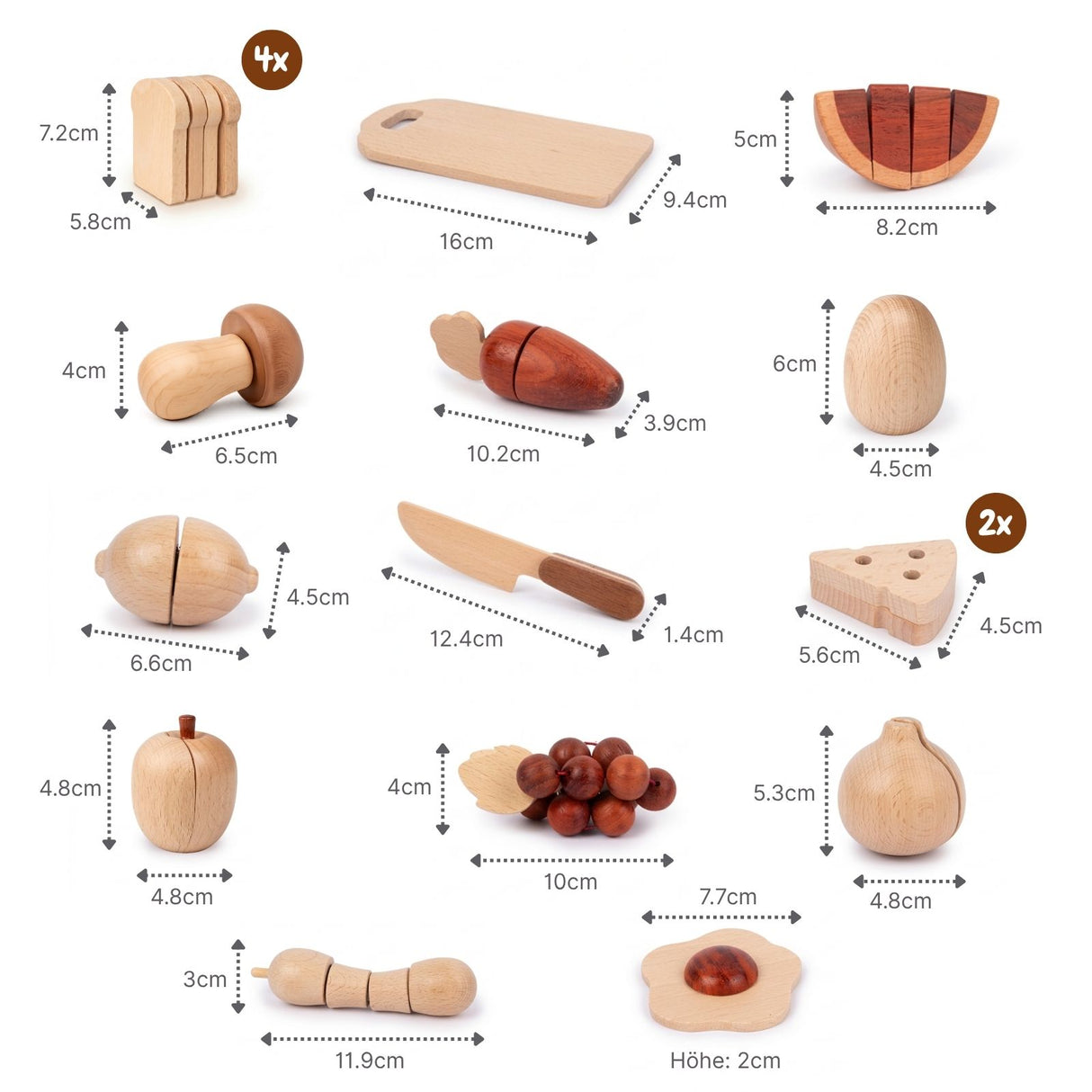 30-tlg. Holz-Lebensmittel-Set Schneide-Lebensmittel Kinder-Küchenset