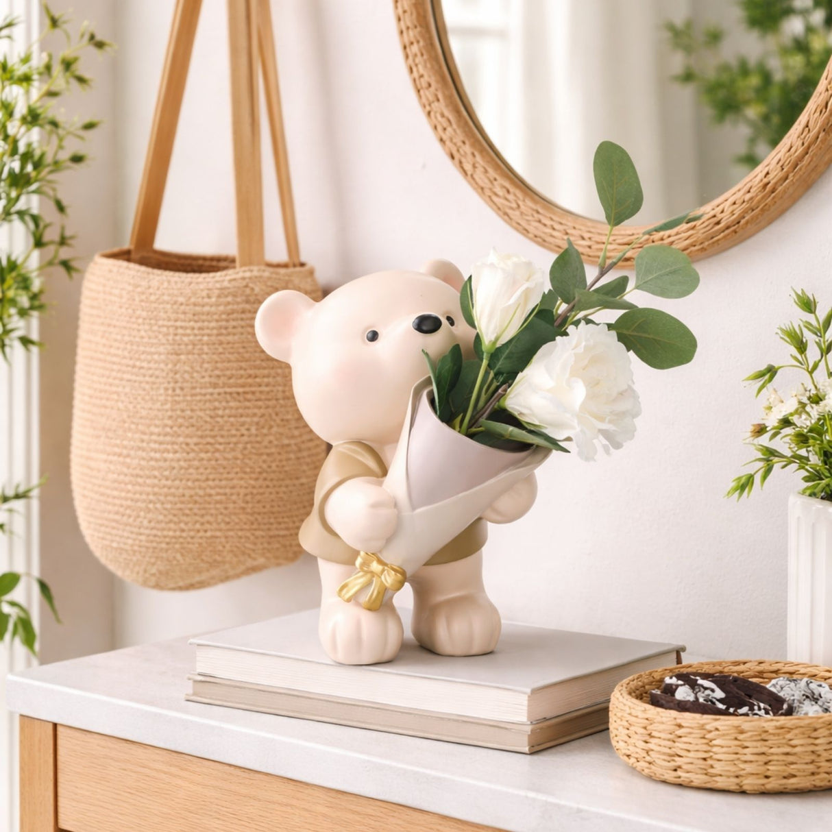 Stehender Bär-Vase Dekoration Blumenarrangement Wohnaccessoire