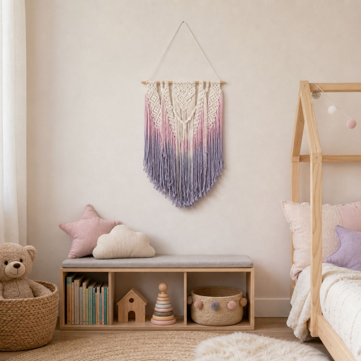 Makramee-Wandbehang Boho-Wandhänger Makramee-Hängedeko Boho-Wanddeko