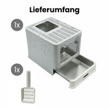 Katzen-WC mit Edelstahlschublade Katzentoilette Katzenklo mit Deckel