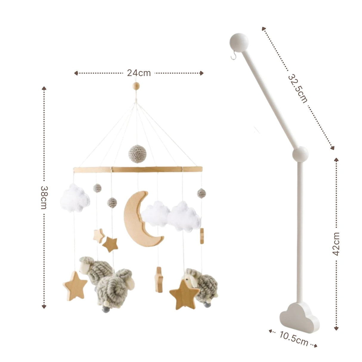 Mobile mit Halterung Schafe Babymobile mit Mobilearm