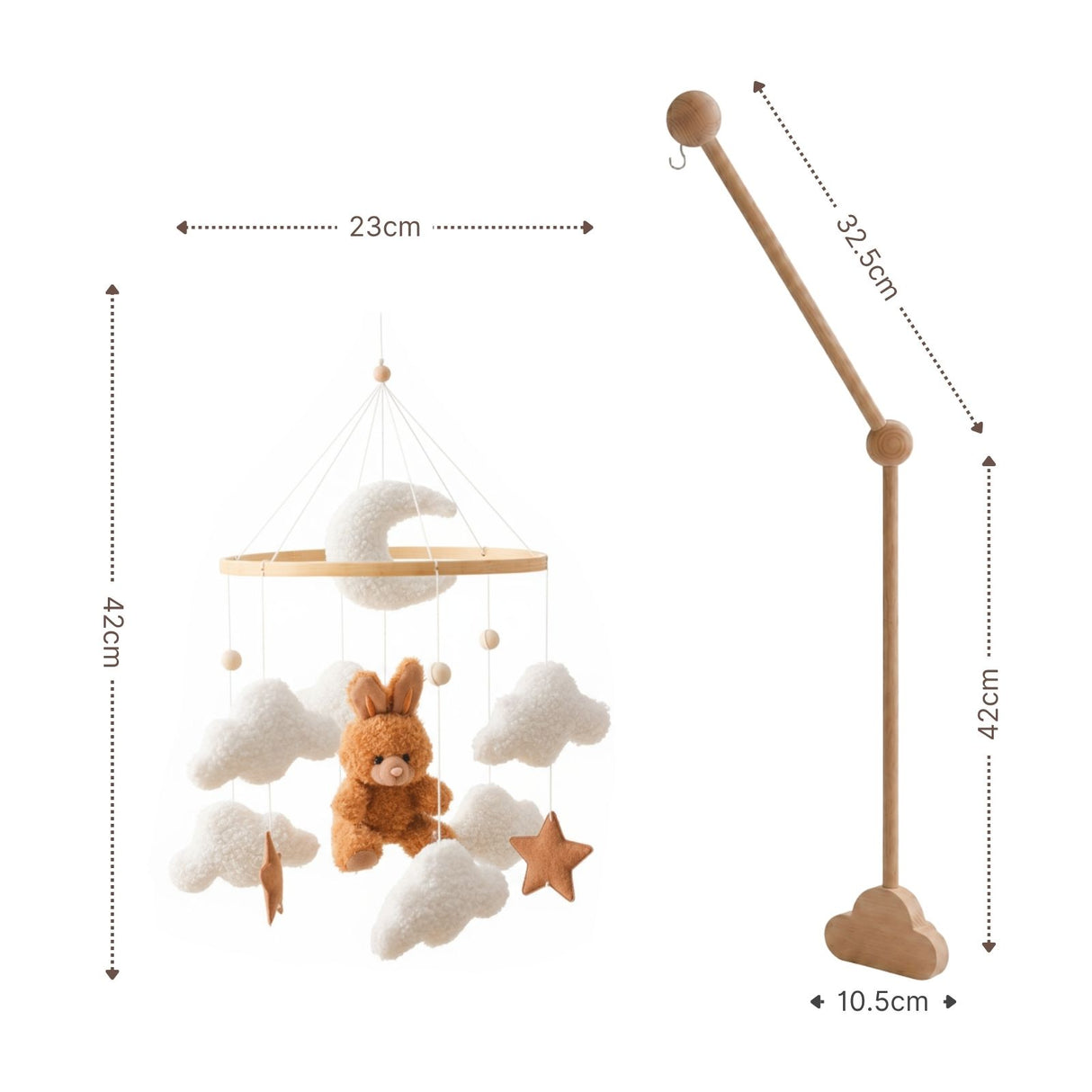 Mobile mit Halterung Hase Braun Babymobile mit Glockenhalter