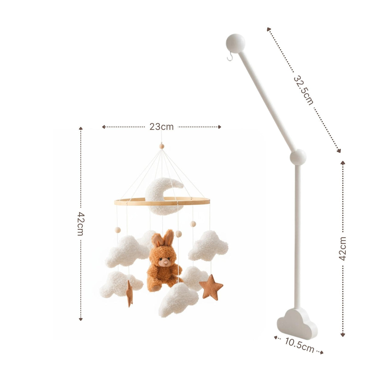 Mobile mit Halterung Hase Braun Babymobile mit Mobilearm