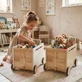 2er-Set Holz-Spielzeugtruhe auf Rollen Bücherkiste Spielzeugkiste