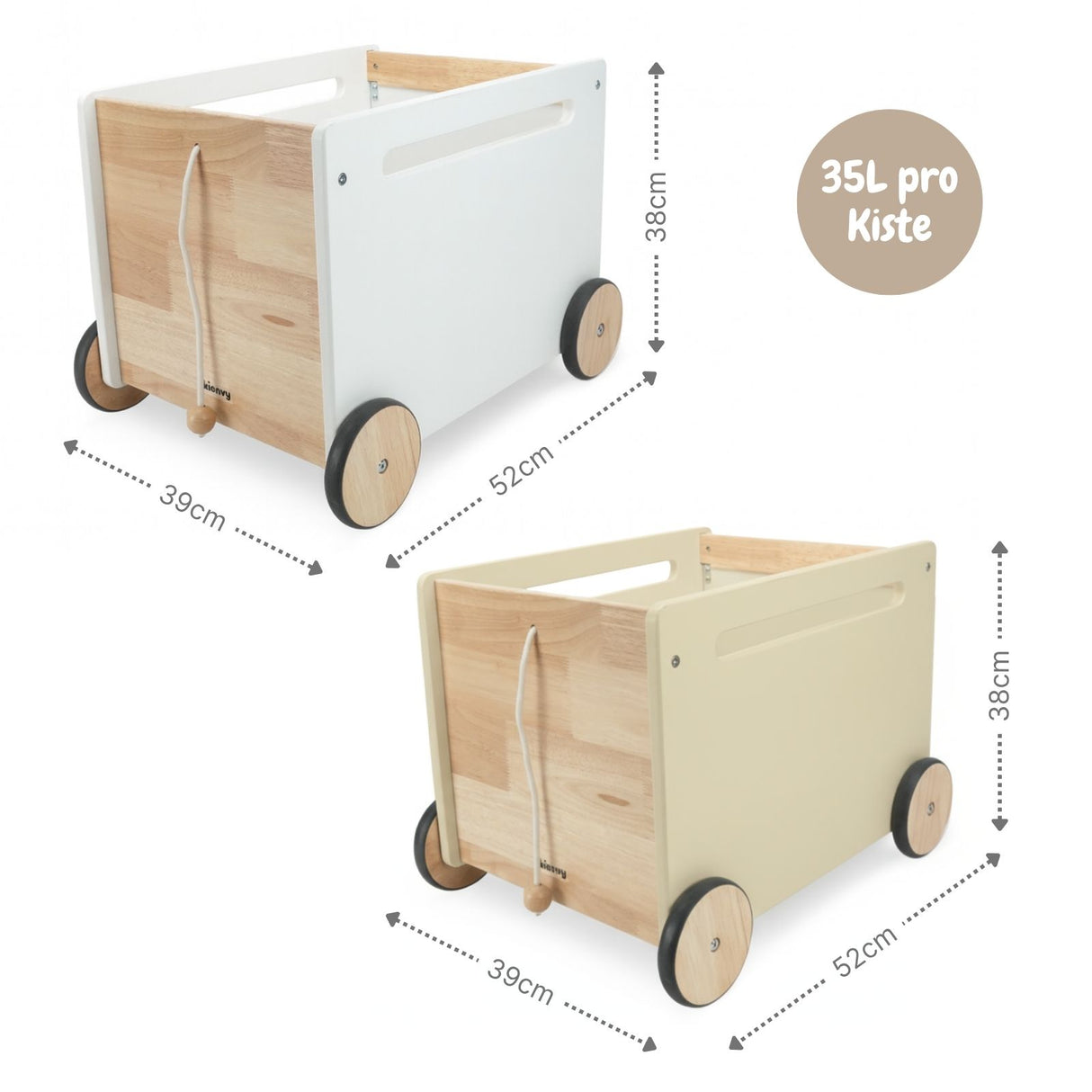 2er-Set Holz-Spielzeugtruhe auf Rollen Bücherkiste Spielzeugkiste