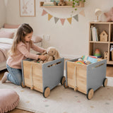 2er-Set Holz-Bücherkiste auf Rollen Spielzeugtruhe Spielzeugkiste