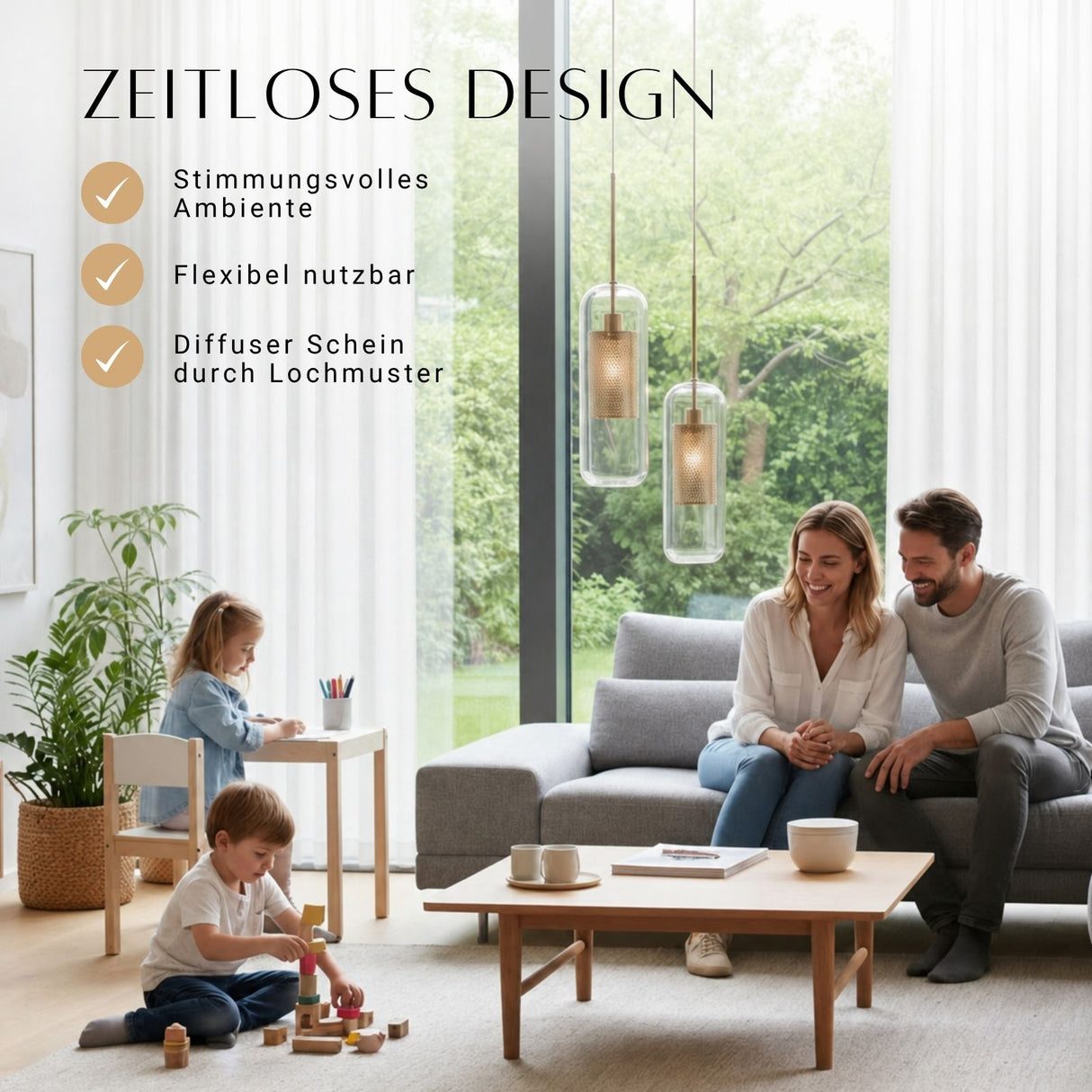 2er-Set Glas-Pendelleuchte Pendellampe Deckenleuchte Lampe Hängelampe