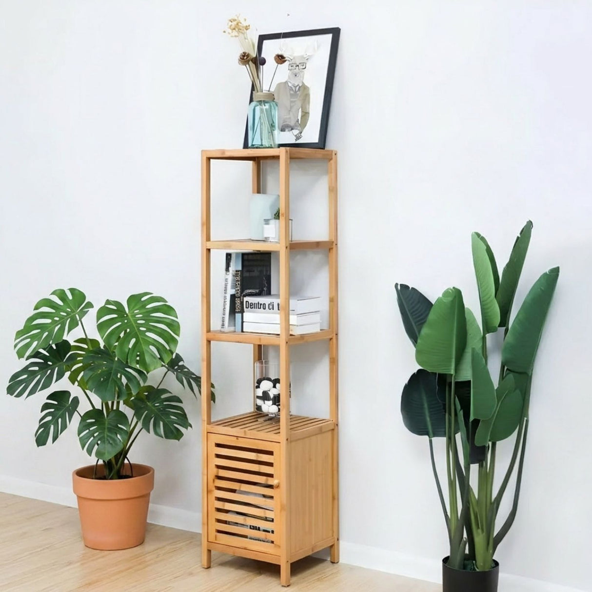 Bambus-Möbel-Set Badregal mit Schrank und Standregal