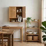 Bambus-Möbel-Set Badregal mit Schrank Standregal und Hängeschrank