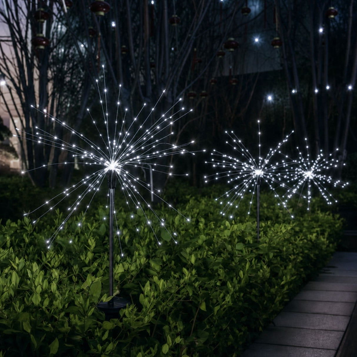 2er-Set LED Solar-Gartenleuchten Feuerwerksleuchten Dekoleuchten