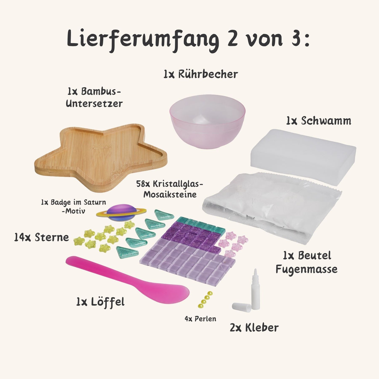 3er-Set DIY-Mosaik-Untersetzer Sonne Saturn Stern Untersetzer-Bastelset