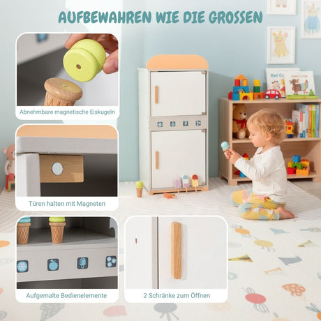 2-tlg. Kinder Haushalts-Spielset Kinderküche Kühlschrank