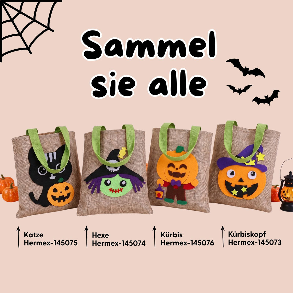 Halloween-Süssigkeitentasche Trick-or-Treat-Tasche Beutel Leinenbeutel